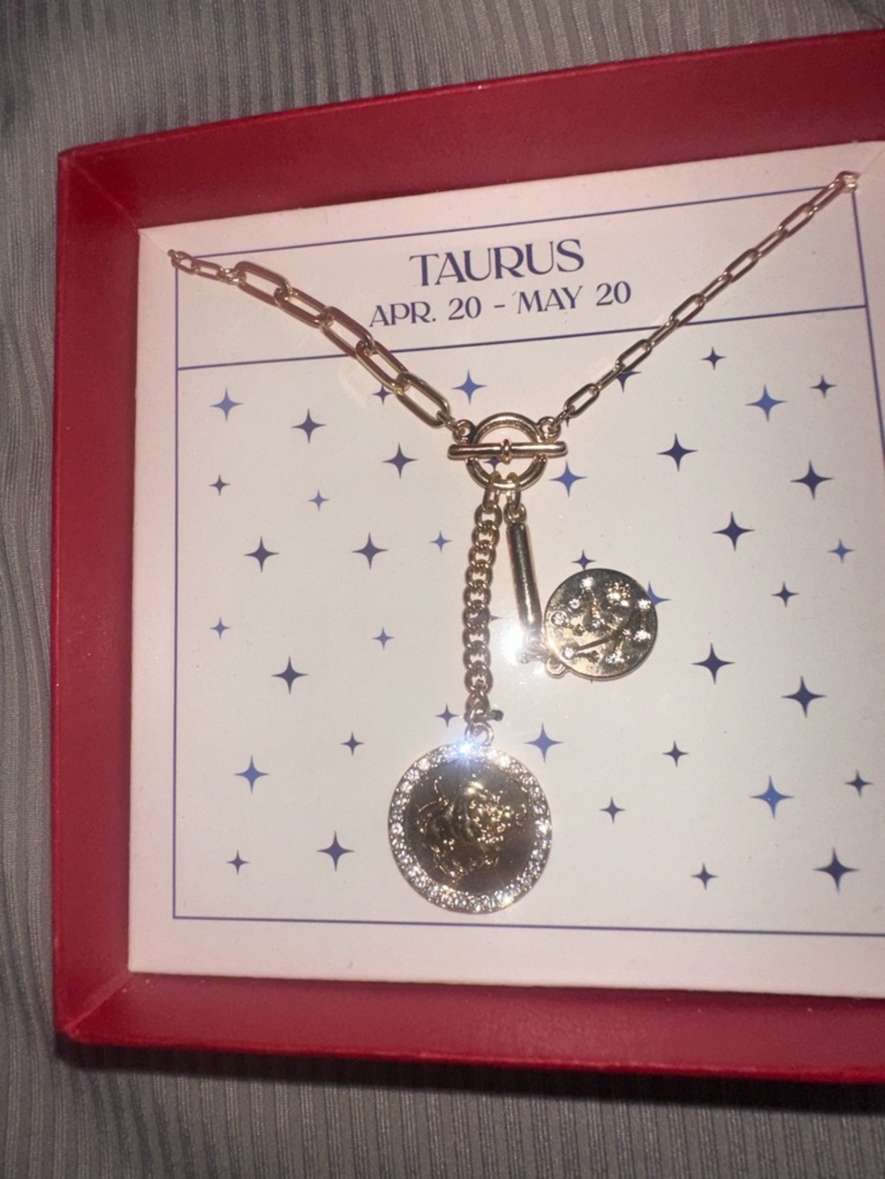 Taurus Zodiac Gold Charm Necklace